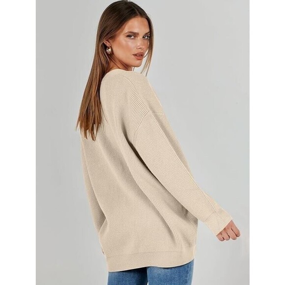 Womens Oversized Cardigan Sweater Fall Outfit Cloth Fashion V neck Small Apricot - Picture 3 of 16